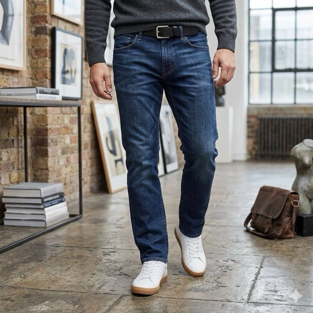 Bonobos Men's Size 33x32 Blue Jeans Dark Wash Straight Slim Stretch Denim